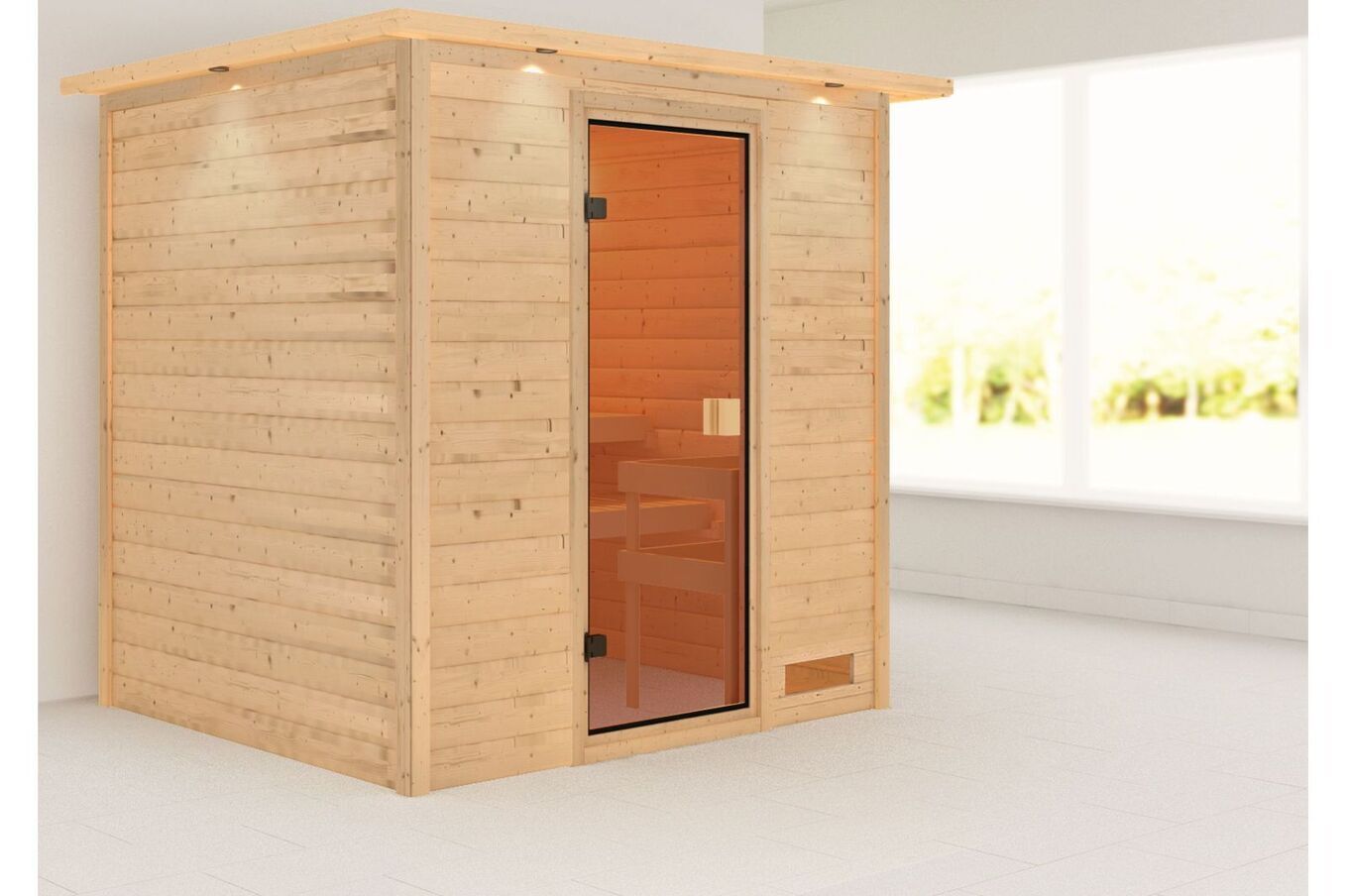 KARIBU Sauna Adelina, Fichtenholz 38 mm, Fronteinstieg, ca. 2,5m² 2 20227-5.jpg