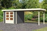 KARIBU Gartenhaus Askola 3,5, terragrau, Fichtenholz 19mm, 528,5 x 246 x 211 cm, Flachdach, seitlicher Anbau 2,8m 30539-1 01.jpg