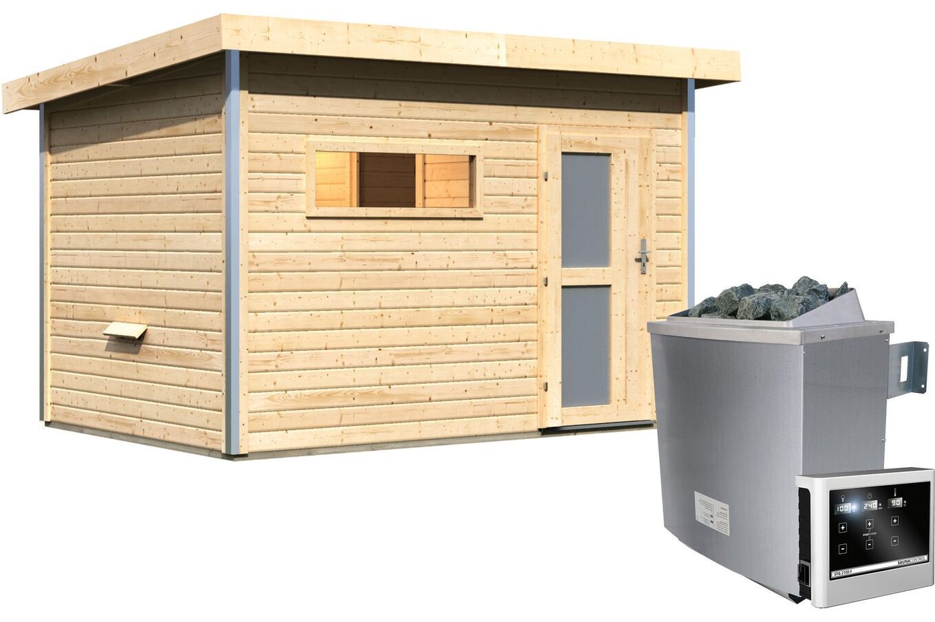 KARIBU Saunahaus Skrollan 2, Fichtenholz 38mm, Fronteinstieg, ca. 7,5m² 3 18482-7.jpg