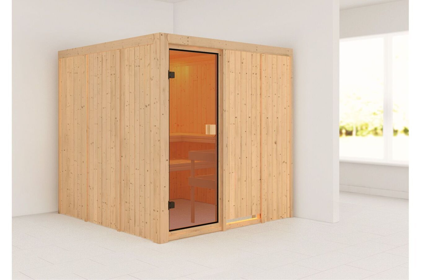 KARIBU Sauna Oulu, Fichtenholz 68 mm, Fronteinstieg, ca. 3,2m² 3 20242-1.jpg