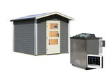 KARIBU Bosse 1 Saunahaus, terragrau, Fichte, 231x273x235 cm, mit Vorraum, Fronteinstieg und 9 kW Bio-Ofen 31311-3 03.jpg