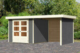 KARIBU Gartenhaus Askola3,5 , terragrau, Fichtenholz 19mm, 491 x 246 x 211 cm, Flachdach, Anbau 2,4m mit Rück- und Seitenwand 30538-1 01.jpg