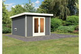 KARIBU Mainburg 1 Saunahaus, terragrau, Fichte, 309x309x229 cm, SET B mit Doppelflügeltür und Vorraum 31318-4 01.jpg
