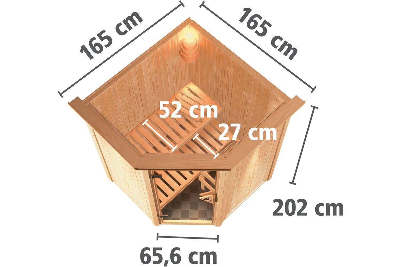 KARIBU Systemsauna Nanja, Fichtenholz 68mm, Eckeinstieg, ca. 2m² 3 18456-23.jpg