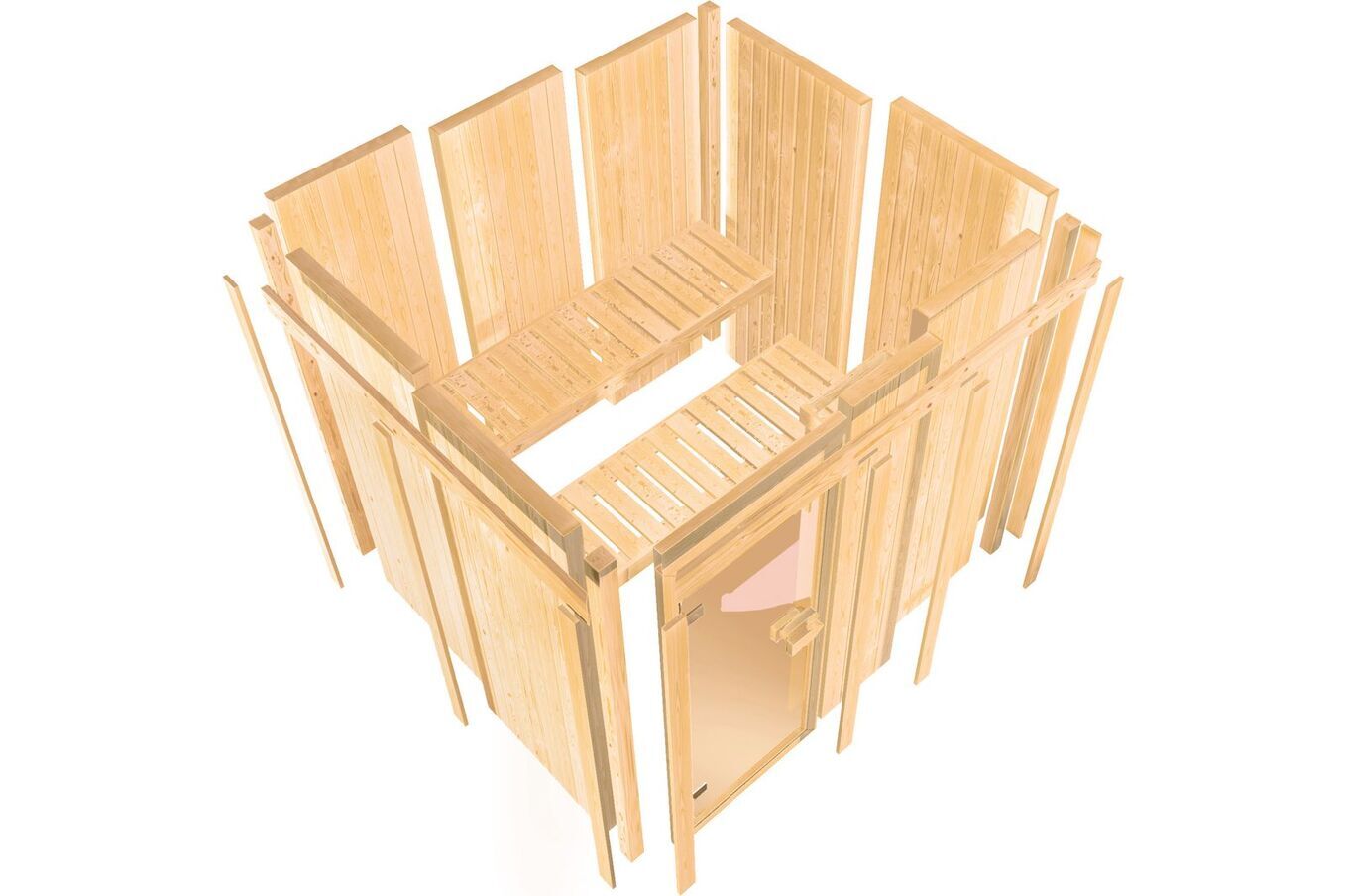 KARIBU Systemsauna Lilja, Fichtenholz 68mm, Eckeinstieg, ca. 3m² 4 18464-1.jpg