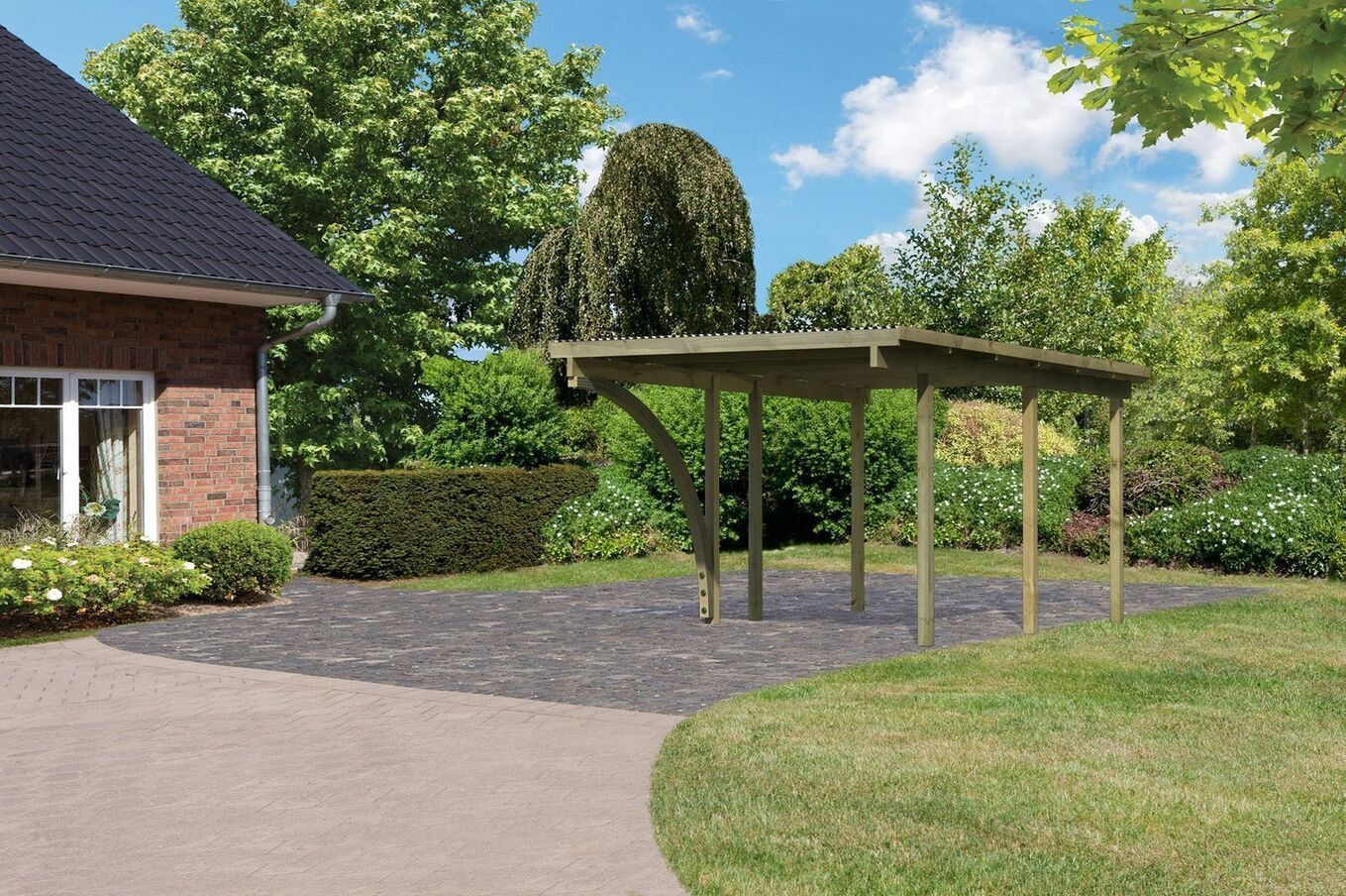 KARIBU Einzelcarport Eco, Kiefer-Massivholz, kesseldruckimprägniert, inkl. Beschlagbeutel 2 17961-2.jpg