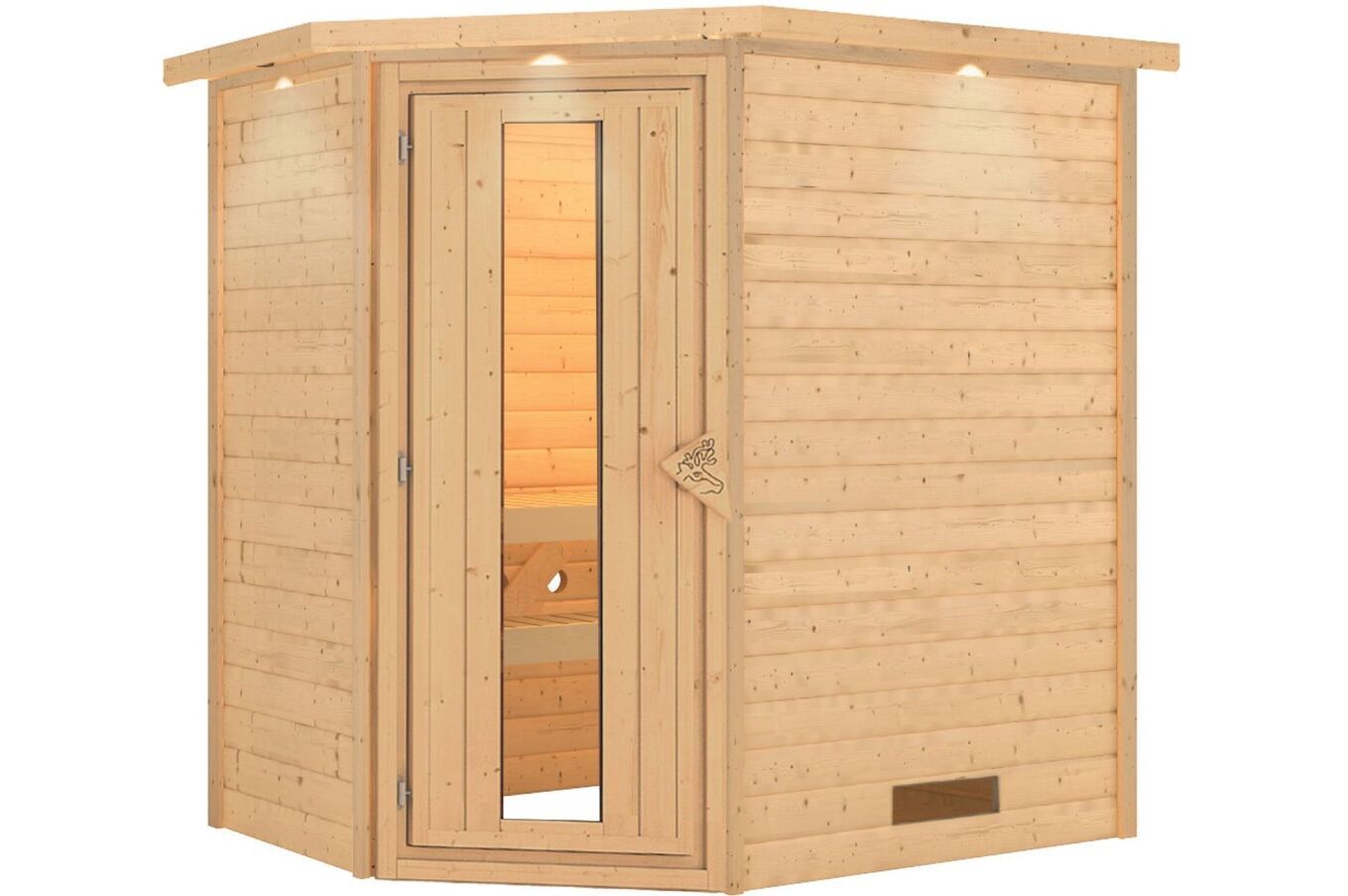 KARIBU Sauna Svea, Fichtenholz 38 mm, Eckeinstieg, ca. 2,6m² 1 20216-5.jpg