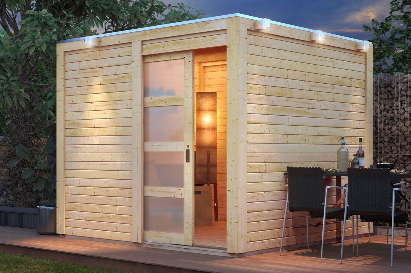 KARIBU Gartenhaus Qubic, Fichtenholz 19 mm, Flachdach 1 17862-1.jpg