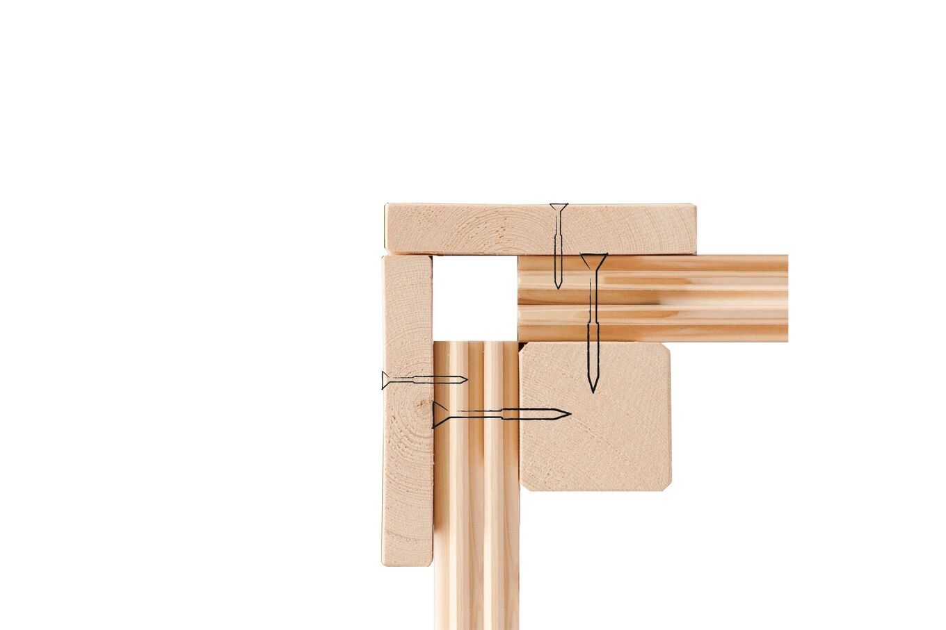 KARIBU Gartenhaus Radeburg 2, naturbelassen, Fichtenholz 40mm, 724 x 309 x 229,5 cm, Pultdach, Anbau 3,3m mit Rückwand 30478-1 12.jpg