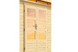 KARIBU Gartenhaus Kastorf6 , naturbelassen, Fichtenholz 28mm, 612 x 274 x 222 cm, Flachdach, Anbau 3,2m mit Rückwand 30468-1 02.jpg