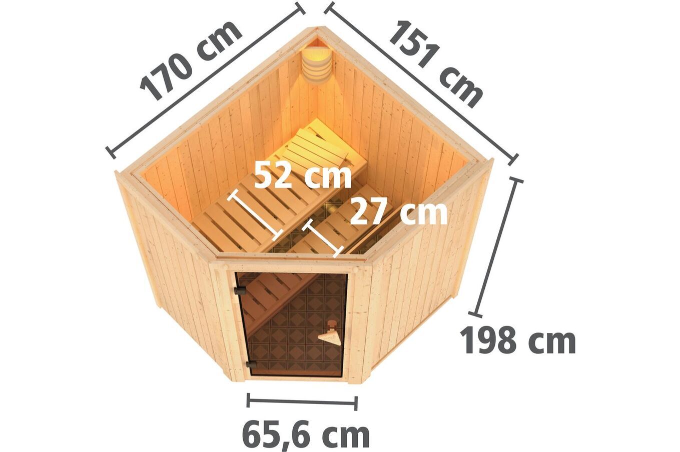 KARIBU Systemsauna Taurin, Fichtenholz 68mm, Eckeinstieg, ca. 2,3m² 3 18407-9.jpg