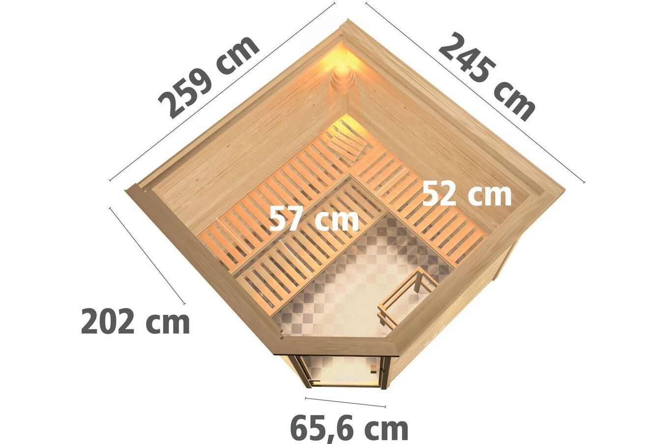 KARIBU Sauna Leona, Fichtenholz 38 mm, Eckeinstieg, ca. 5m² 5 20222-6.jpg