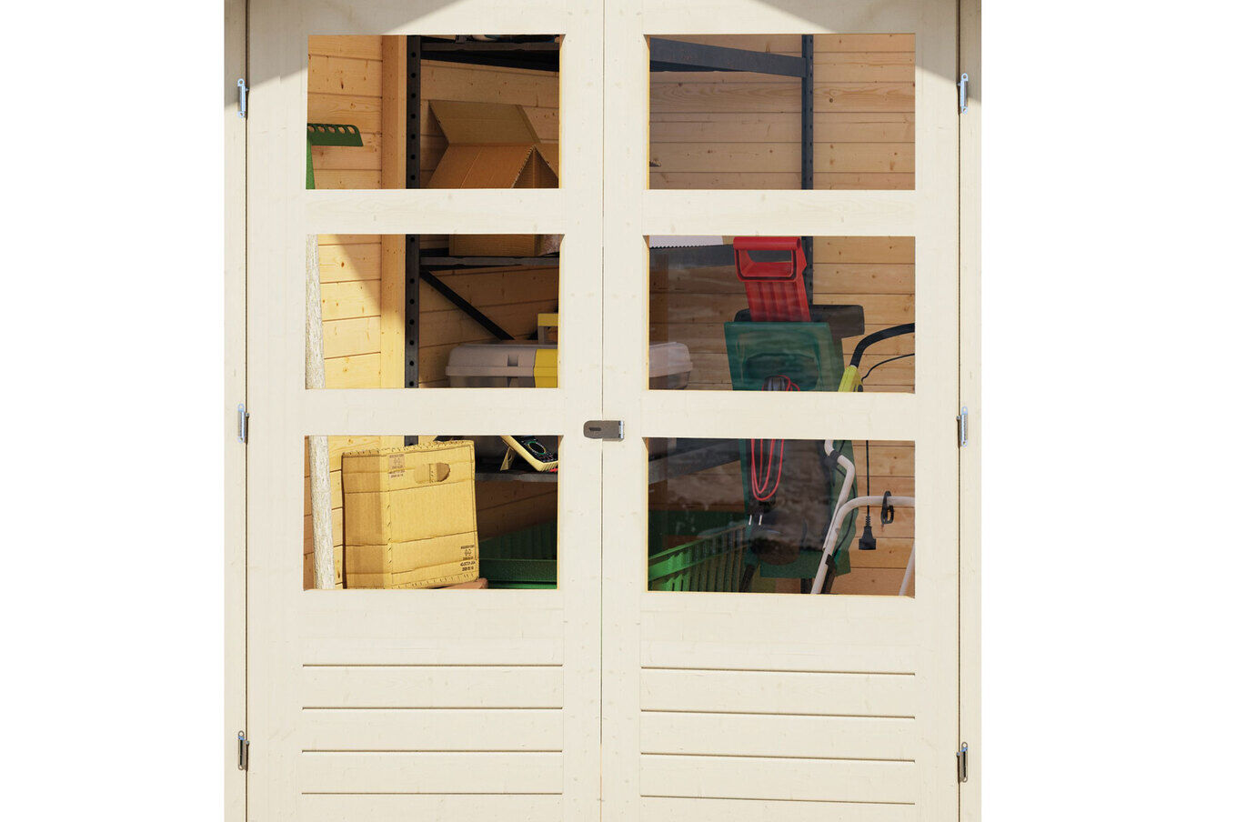 KARIBU Gartenhaus Askola3,5 , terragrau, Fichtenholz 19mm, 491 x 246 x 211 cm, Flachdach, Anbau 2,4m mit Rück- und Seitenwand 30538-1 02.jpg
