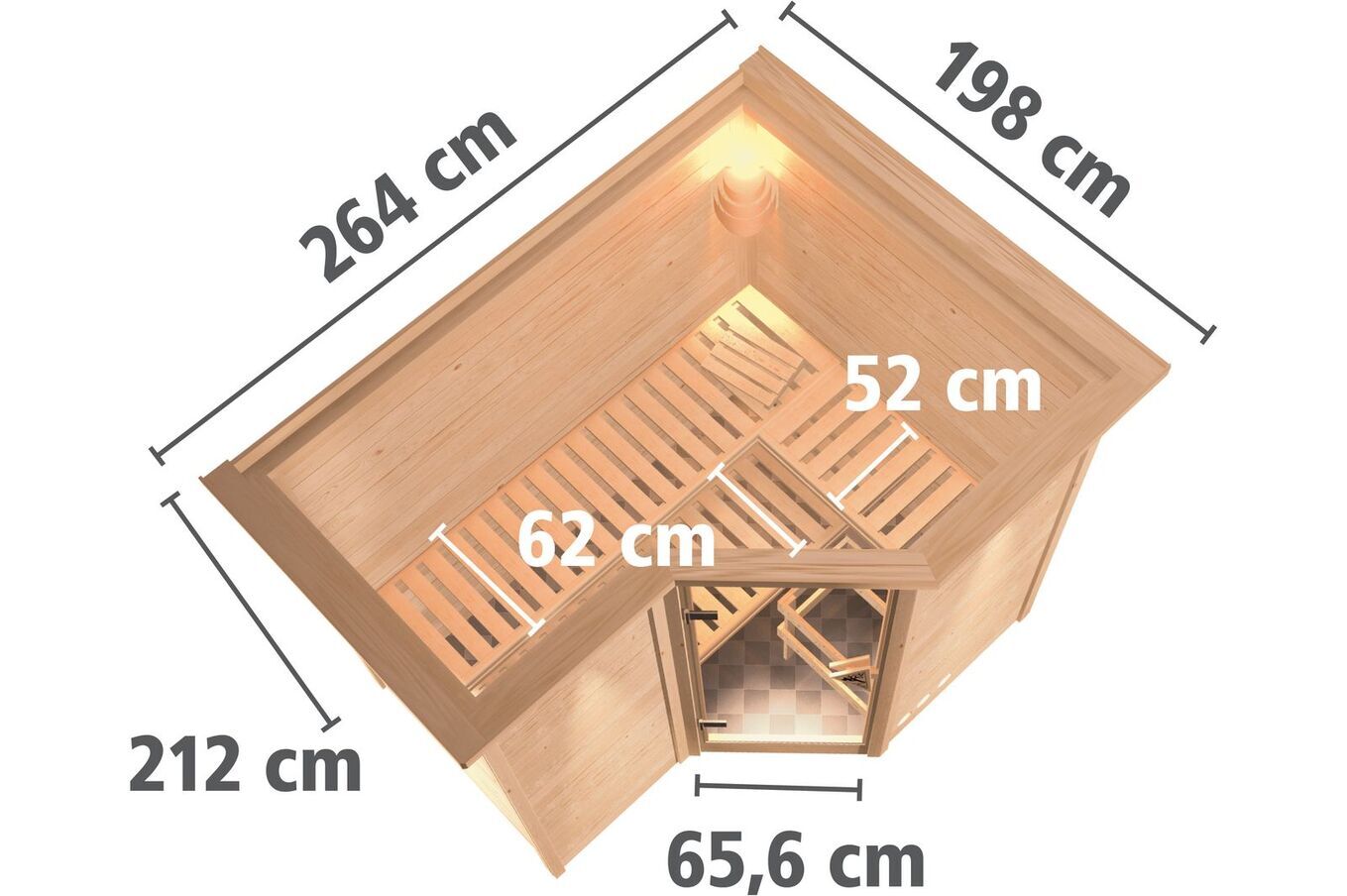 KARIBU Massivholzsauna Sahib 2, Fichtenholz 40mm, Eckeinstieg, ca. 2m² 3 18446-23.jpg