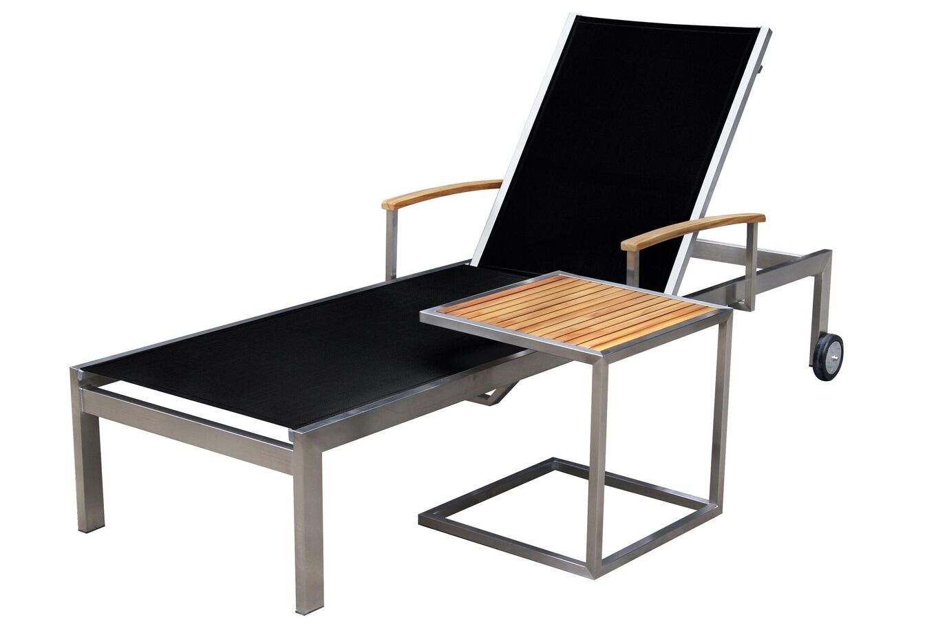 OUTFLEXX Beistelltisch silber/natur Teak 45x45 Gartenmoebel.de