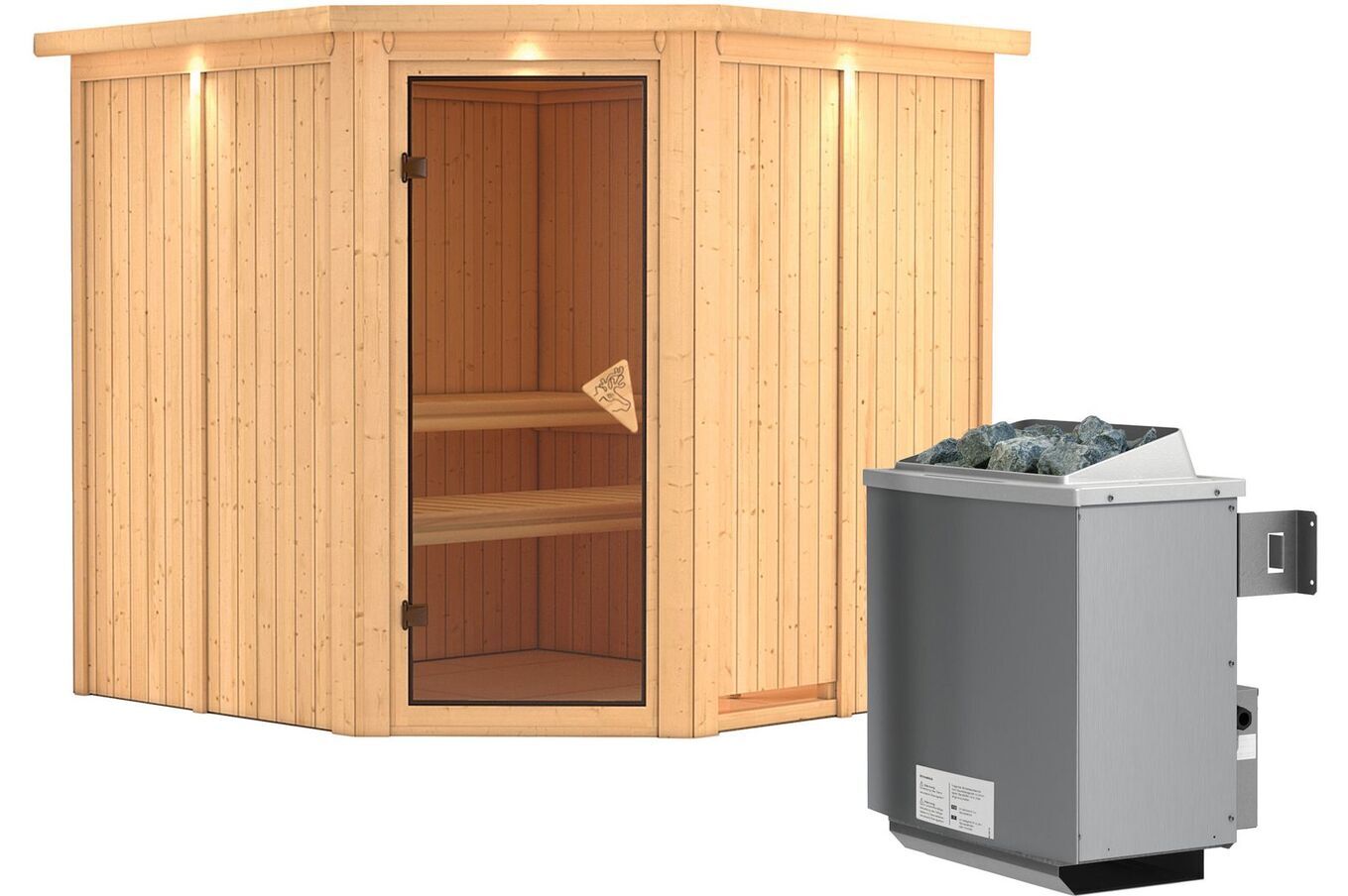 KARIBU Systemsauna Jarin, Fichtenholz 68mm, Eckeinstieg, ca. 3,4m² 2 18416-14.jpg