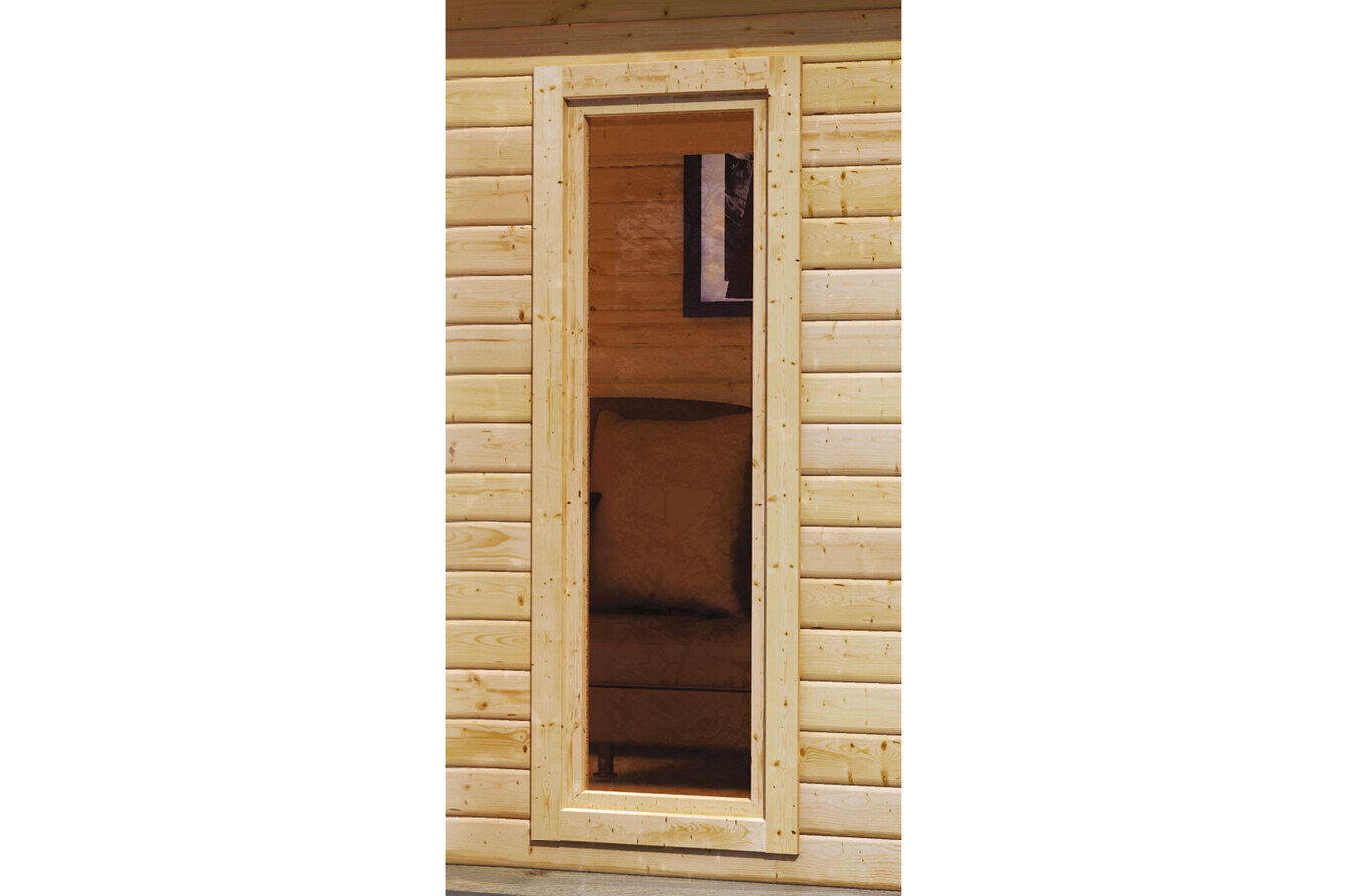 KARIBU Gartenhaus Radeburg 2, naturbelassen, Fichtenholz 40mm, 724 x 309 x 229,5 cm, Pultdach, Anbau 3,3m mit Rückwand 30478-1 06.jpg