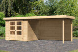 KARIBU Gartenhaus Askola 3, naturbelassen, Fichtenholz 19mm, 528,5 x 217 x 211 cm, Flachdach, seitlicher Anbau 2,8m mit Rückwand 30540-3 01.jpg
