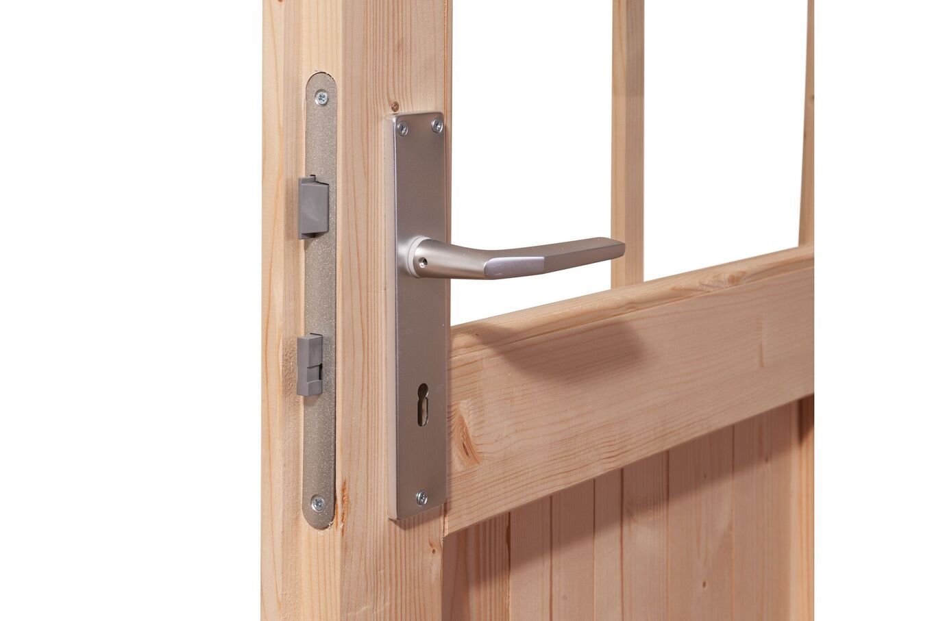 KARIBU Gartenhaus Bastrup 7, naturbelassen, Fichtenholz 28mm, 674,5 x 297 x 222 cm, Pultdach, Anbau 3m mit Rückwand 30566-9 03.jpg