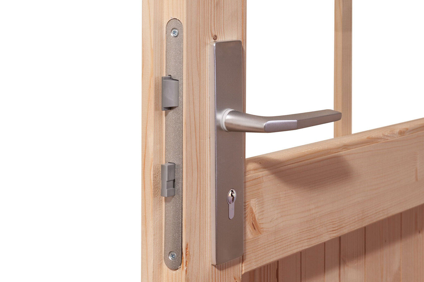 KARIBU Gartenhaus Theres 3, naturbelassen, Fichtenholz 28mm, 767 x 240 x 242 cm, Satteldach, 2 Dachausbauelemente 30472-1 03.jpg