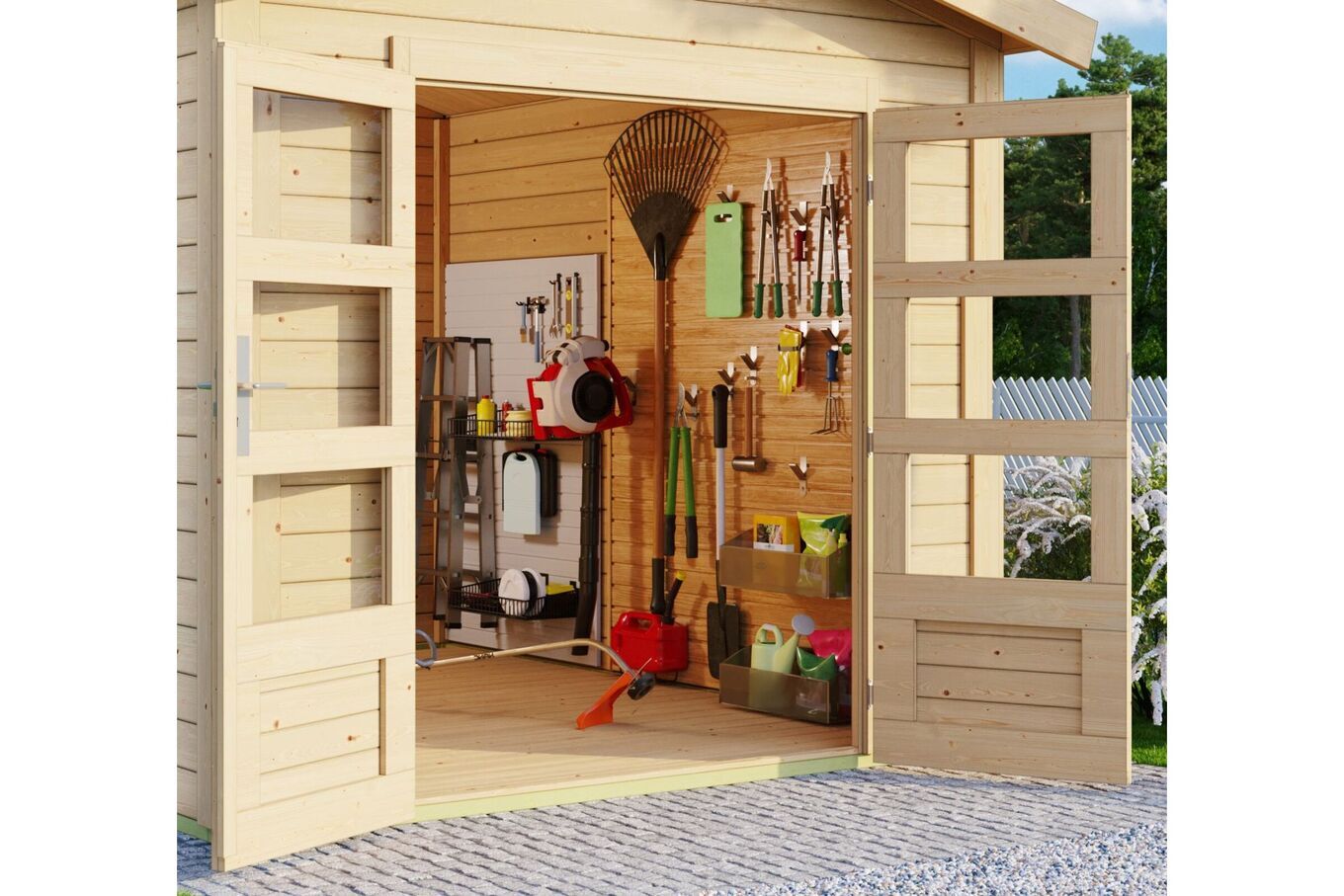 KARIBU Exklusivmodell Tharo Gartenhaus, naturbelassen, Fichte, 304 x 304 x 250 cm 33795-1 06.jpg