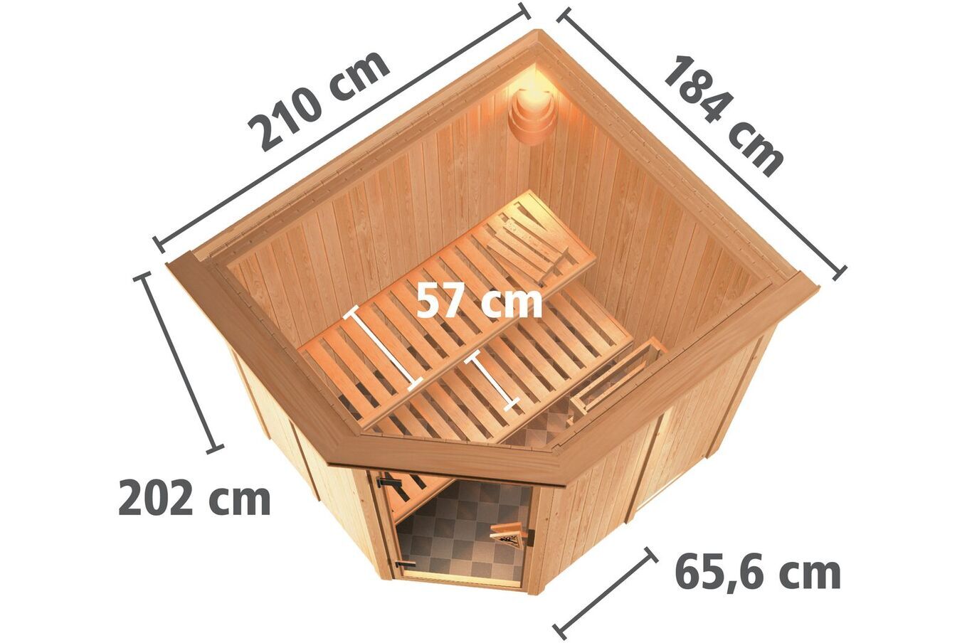 KARIBU Systemsauna Lilja, Fichtenholz 68mm, Eckeinstieg, ca. 3m² 3 18464-22.jpg