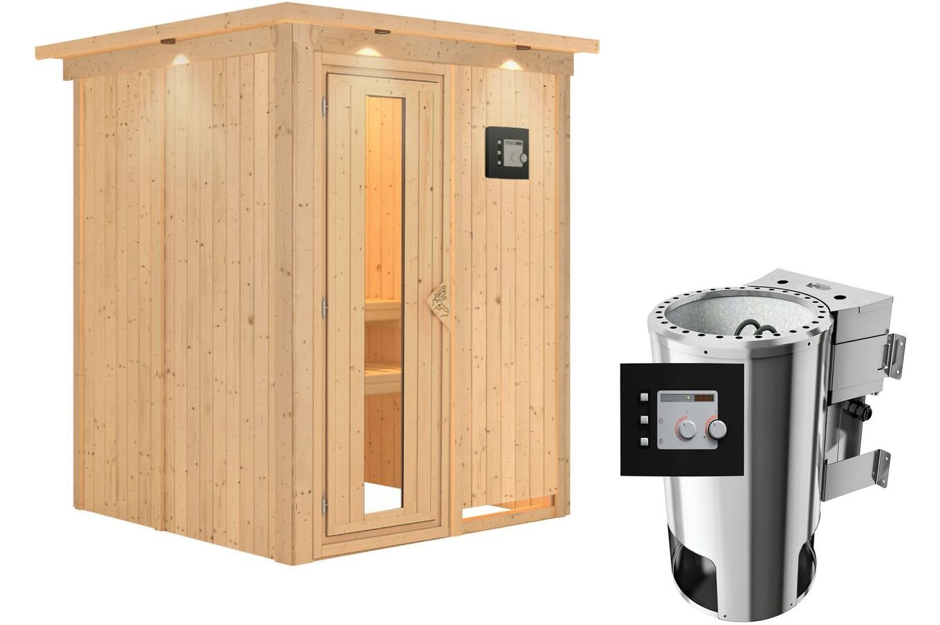 KARIBU Systemsauna Minja, Fichtenholz 68mm, Fronteinstieg, ca. 2,3m² 2 18455-8.jpg
