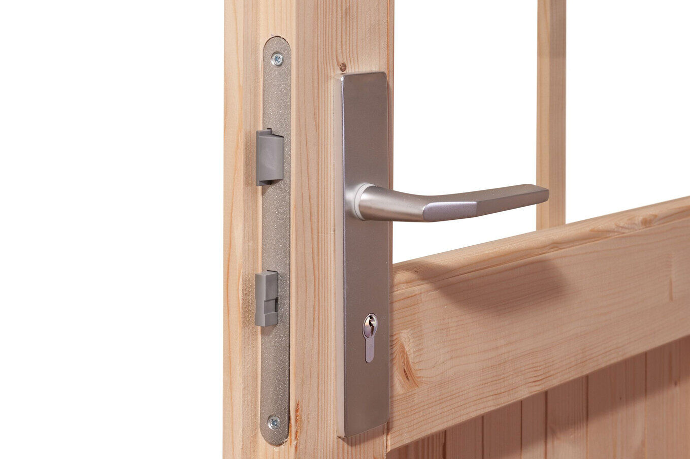 KARIBU Gartenhaus Radeburg 1, terragrau, Fichtenholz 40mm, 664 x 309 x 229,5 cm, Pultdach, Anbau 3,3m 30474-2 03.jpg