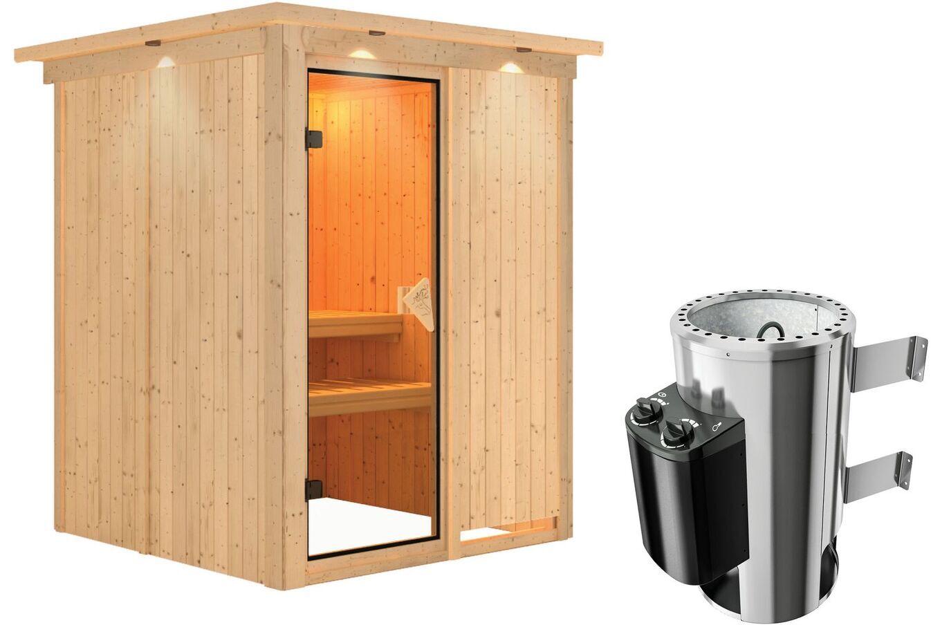 KARIBU Systemsauna Minja, Fichtenholz 68mm, Fronteinstieg, ca. 2,3m² 2 18455-14.jpg