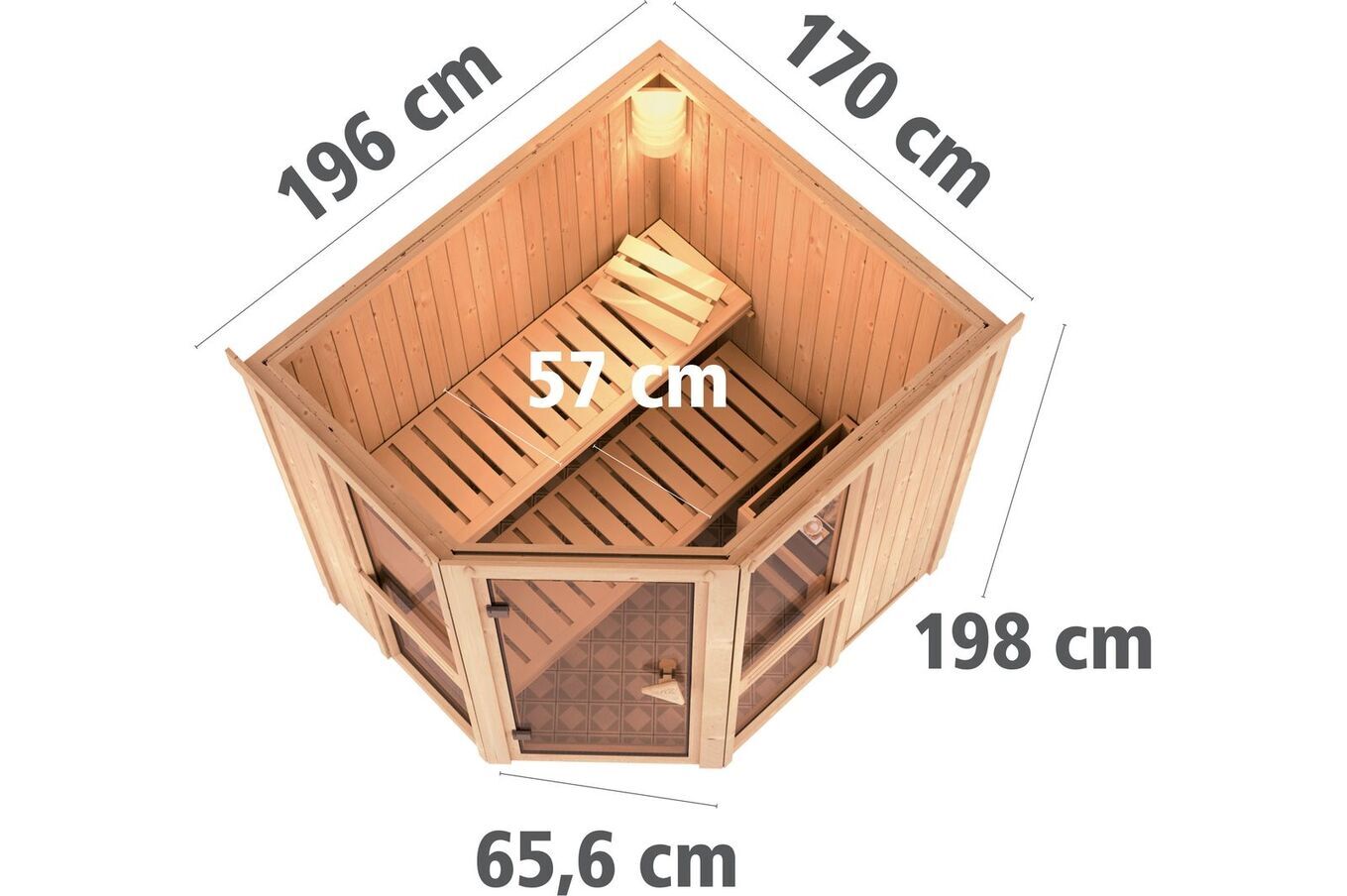 KARIBU Systemsauna Amelia 1, Fichtenholz 68mm, Eckeinstieg, ca. 3m² 3 18430-4.jpg