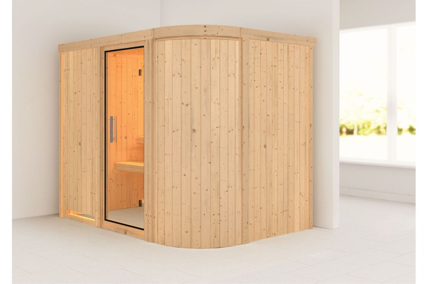 KARIBU Systemsauna Titania 4, Fichtenholz 68mm, Fronteinstieg, ca. 3,9m² 2 18427-13.jpg