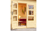 KARIBU Gartenhaus Northeim 4, naturbelassen, Fichtenholz 40mm, 724 x 309 x 229 cm, Pultdach, Anbau 3m mit Rückwand 30561-3 03.jpg