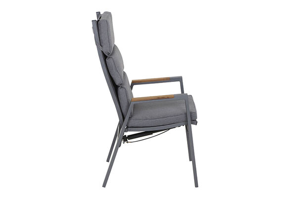 | Rückenlehne, , matt Polster cm, 74x60x110 Alu/FSC-Teak/Texfabric, graphit 21993 verstellbare SIENA inkl. Sessel, GARDEN Savona