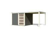 KARIBU Exklusivmodell Quadro Set Gartenhaus, terragrau, nordische Fichte, 545 x 275 x 214 cm, mit Anbaudach 33794-4 04.jpg