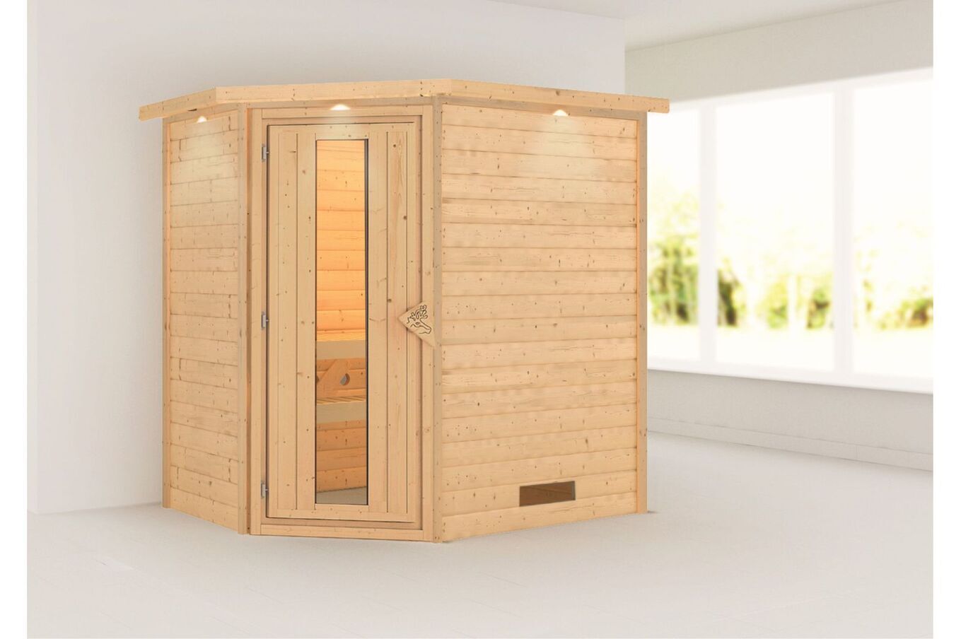 KARIBU Sauna Svea, Fichtenholz 38 mm, Eckeinstieg, ca. 2,6m² 2 20216-5.jpg