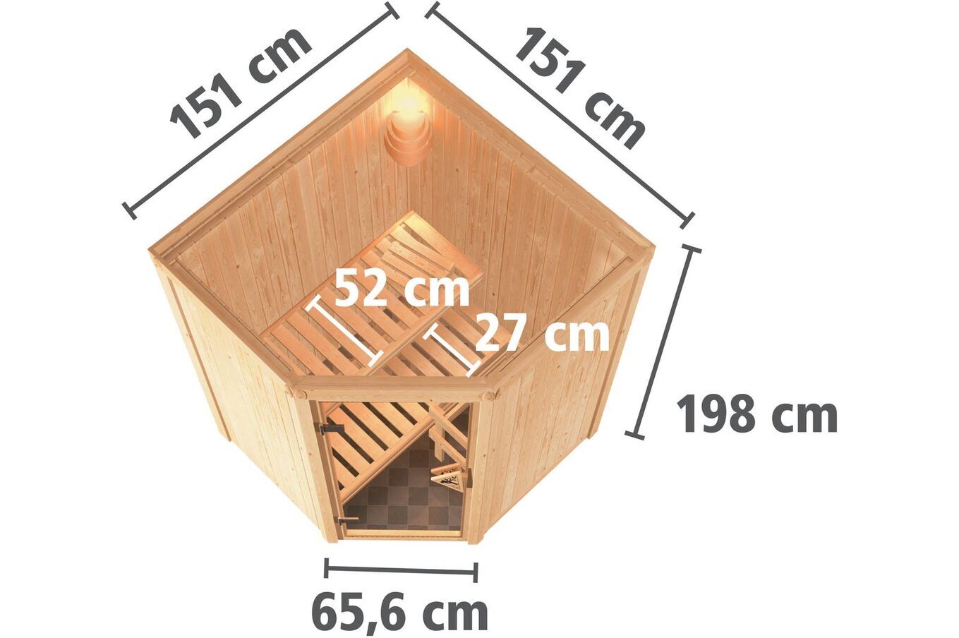KARIBU Systemsauna Nanja, Fichtenholz 68mm, Eckeinstieg, ca. 2m² 3 18456-1.jpg