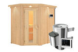 KARIBU Caspin Energiespar-Sauna, naturbelassen, Fichte, 210x165x202 cm, mit Kranz und 3,6 kW Ofen ext. Steuerung 31391-3 03.jpg