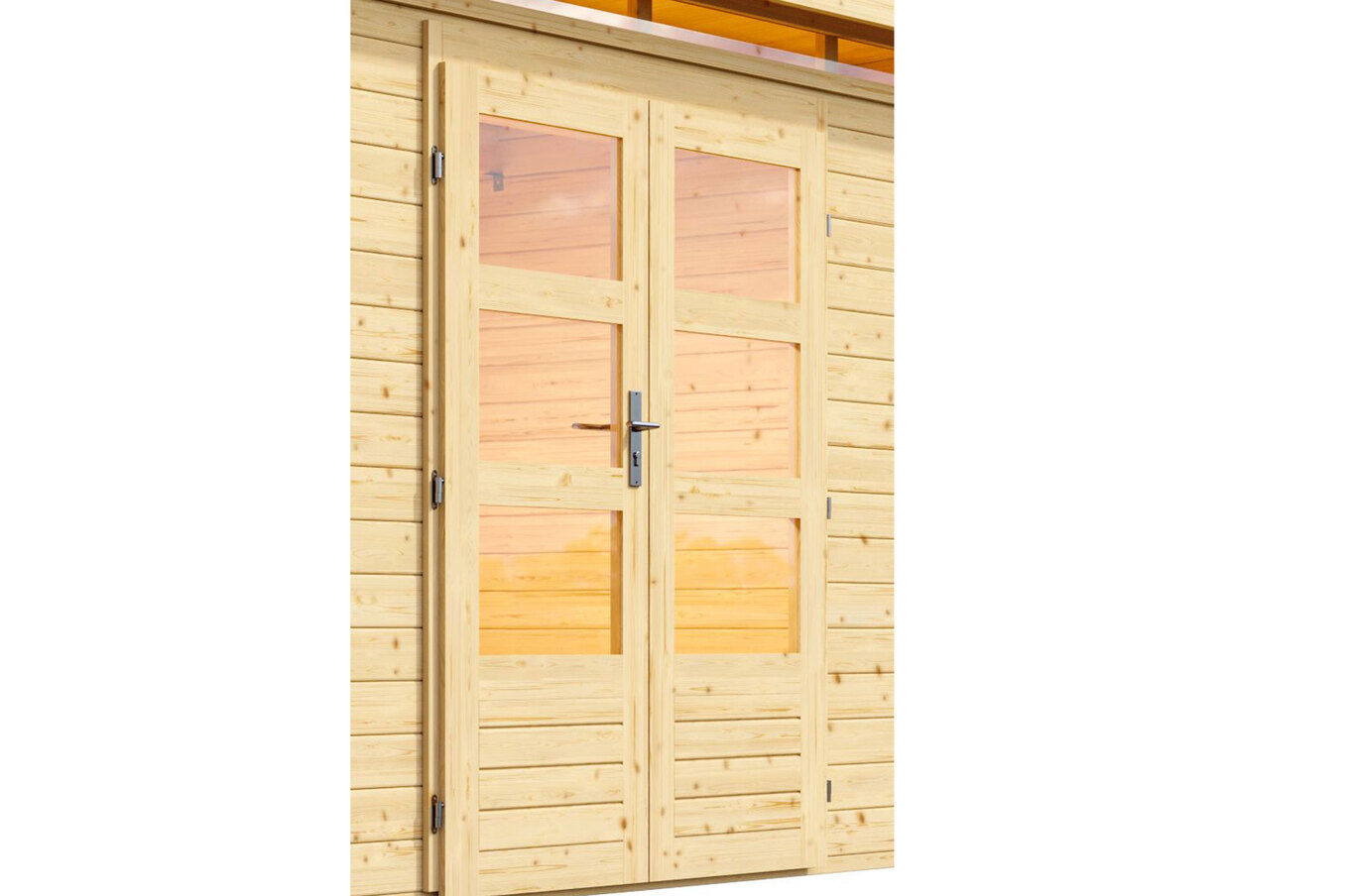 KARIBU Gartenhaus Kastorf 6, naturbelassen, Fichtenholz 28mm, 612 x 274 x 222 cm, Flachdach, Anbau 3,2m 30467-1 02.jpg