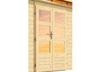 KARIBU Gartenhaus Kastorf 6, naturbelassen, Fichtenholz 28mm, 612 x 274 x 222 cm, Flachdach, Anbau 3,2m 30467-1 02.jpg
